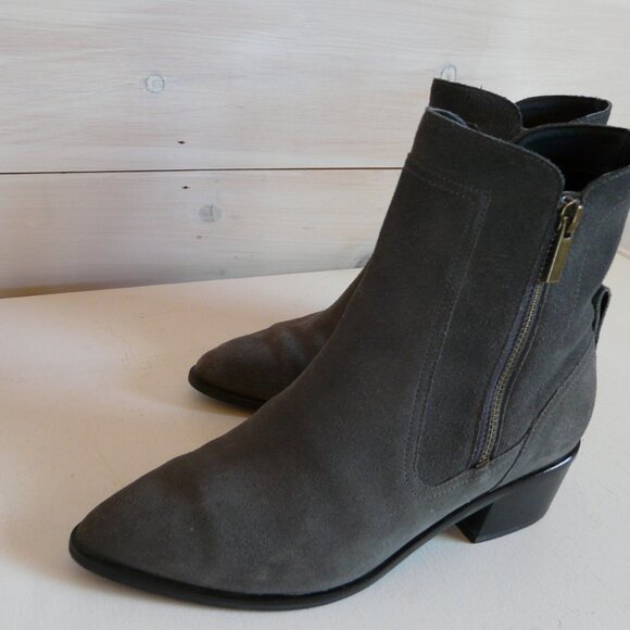 Ladies Cole Haan Grand OS Zip Boots 7 B Gray Suede Ankle Boots - Picture 7 of 13